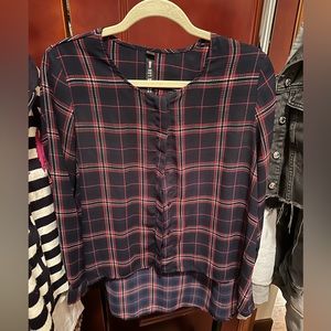 chiffon plaid button down